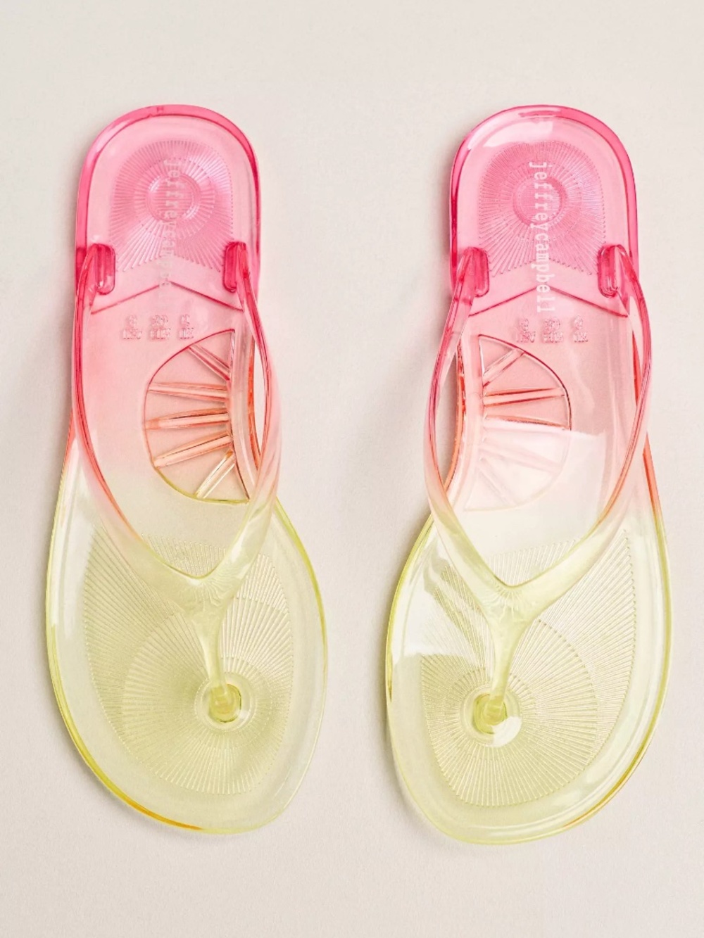 Anthropologie Jeffrey Campbell Beach Jelly Flip Flops Yellow Fuchsia Gradient
